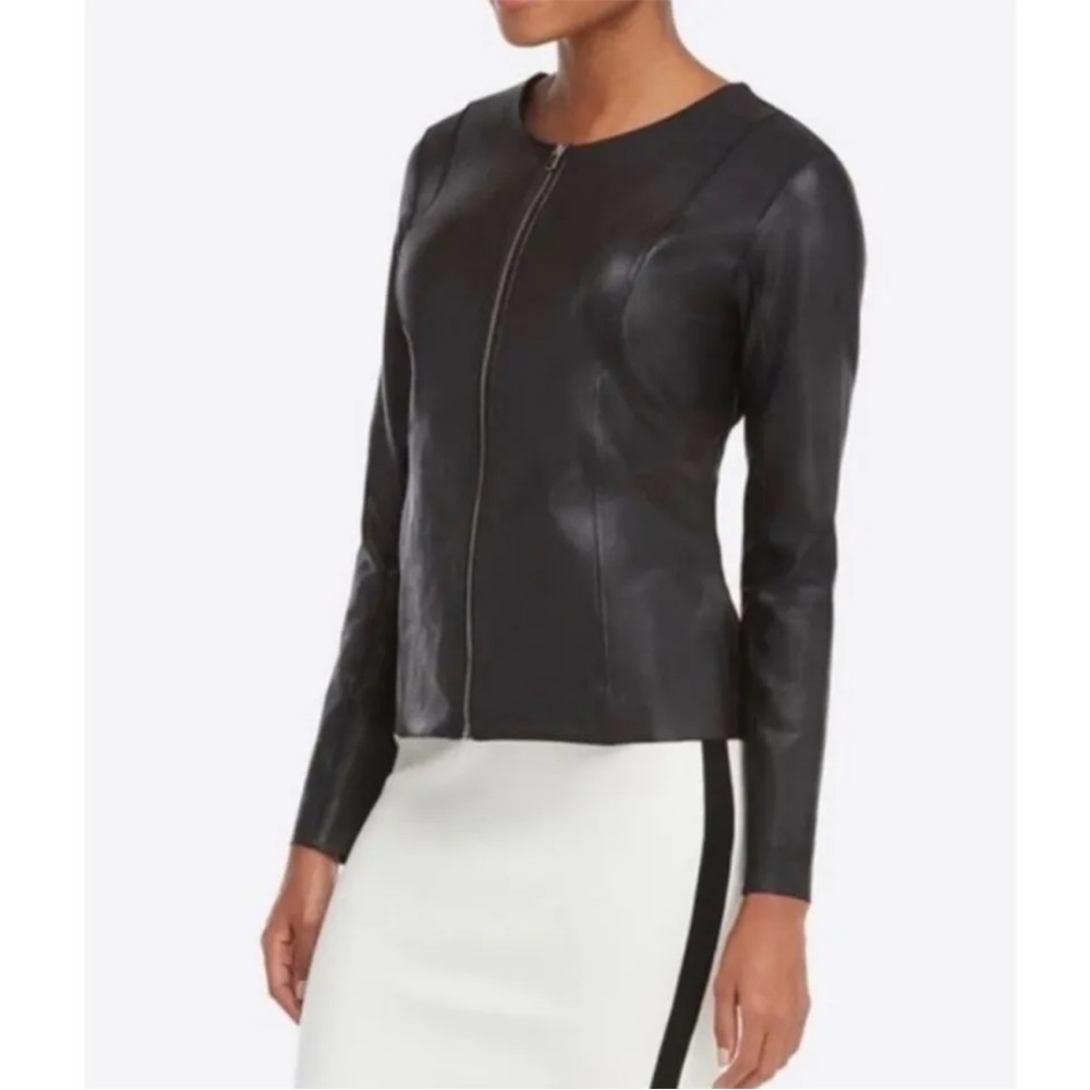 🖤Spanx Faux Leather Fitted Moto Jacket With Zipper, Black Size M NWOT